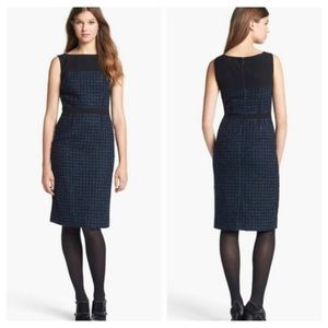 Tory Burch Sloan Tweed Black Blue Sheath Dress 8